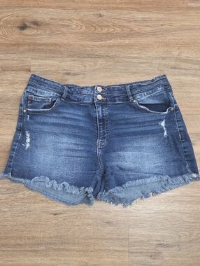 KanCan Blue Distressed Frayed Hem Denim Shorts